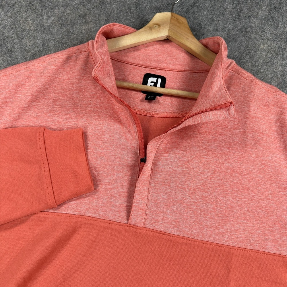FootJoy Pullover Mens XL Orange Quarter Zip Performance Golf Long Sleeve